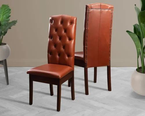 Fully Buttoned Wooden Chair
