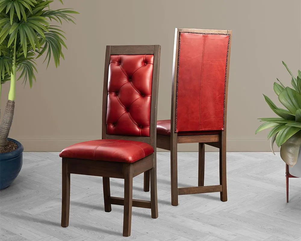 Exposed Button Wooden Dining Chair